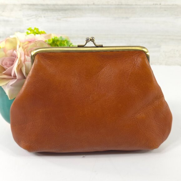PATRICIA NASH BROWN LEATHER COIN WALLET WITH CLASP CLOSURE *NO WRISTLET STRAP* - Picture 2 of 16